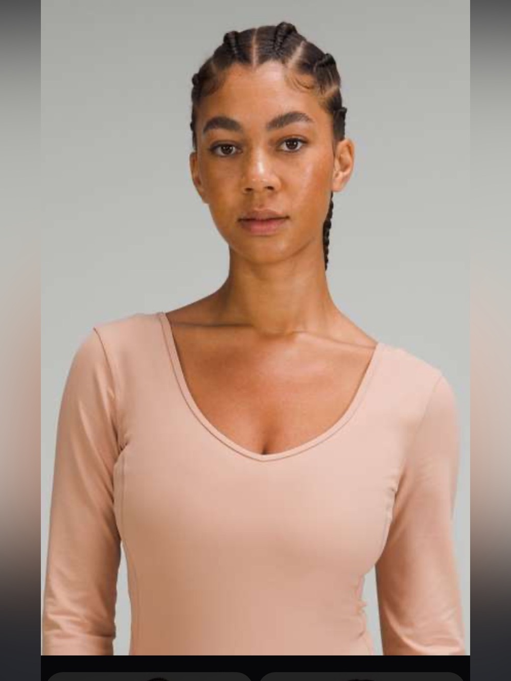 Lululemon Nude Pink Long Sleeve Deep V Back Athletic Yoga Top